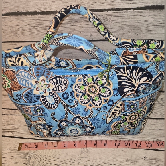 Vera Bradley Retired Gabby Bag In Bali Blue Quilted Floral Handbag Purse Clutch - Picture 5 of 7